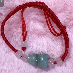 Red and Jade Beaded Bracelet